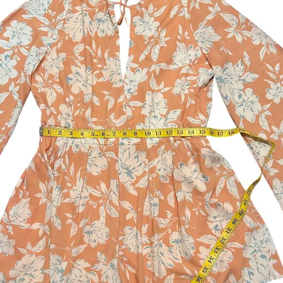 Blush BJ Boho Trendy Romper Peach Floral Shorts, Size 1XL or 16, NWOT - Picture 5 of 11
